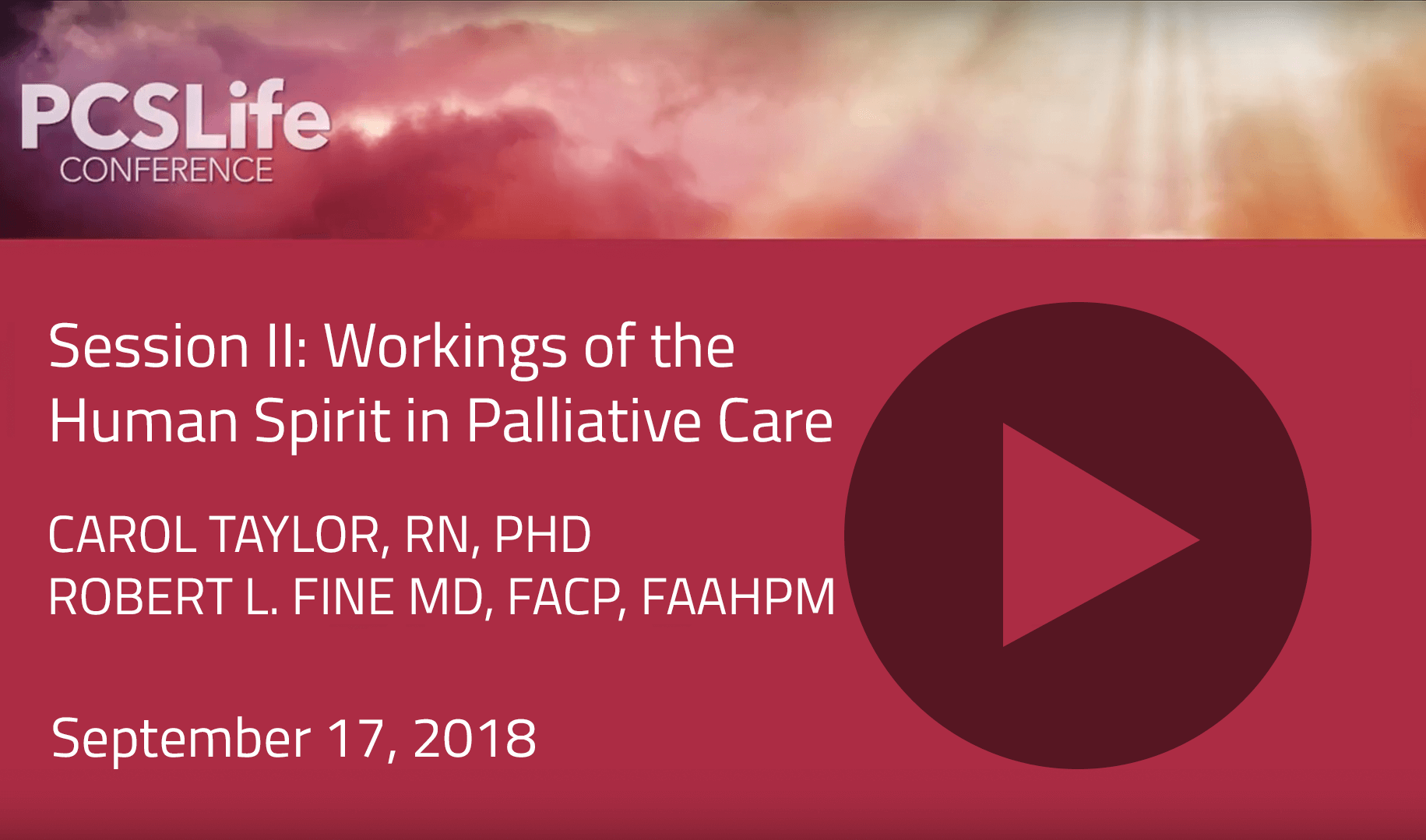 Session Two: Workings of the Human Spirit in Palliative Care by Carol Tayler and Robert L. Fine