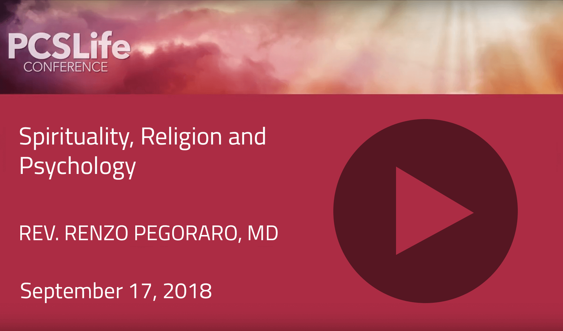 Spirituality, Religion and Psychology by Reverend Renzo Pegoraro